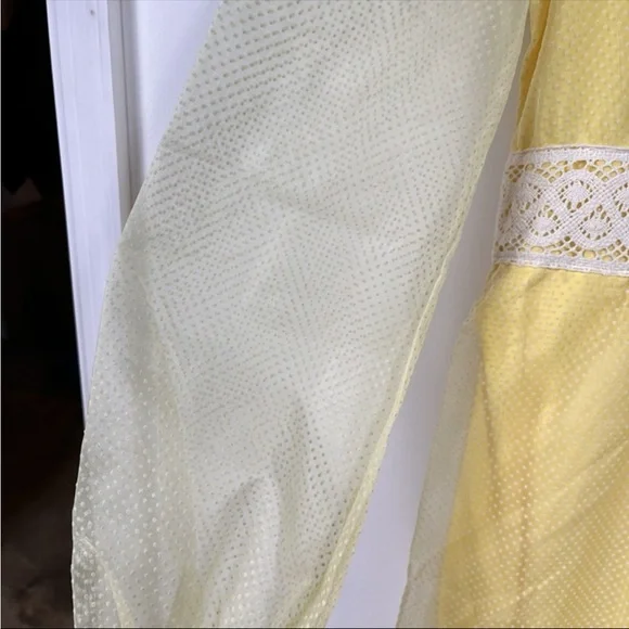 Vintage Handmade Cottagecore Yellow Square Neck Long Sleeve Maxi Dress Size S - Picture 7 of 10